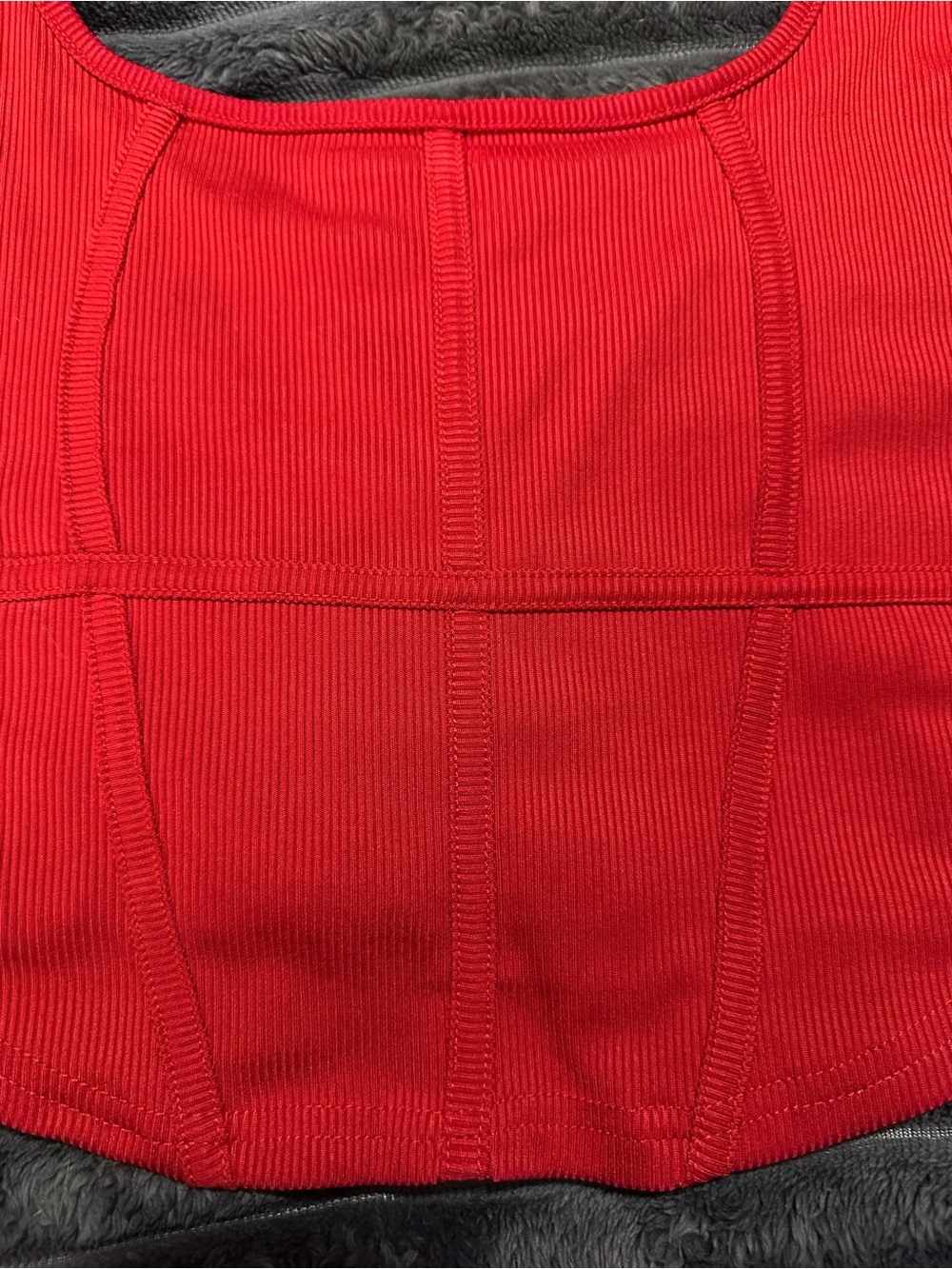 Red Ribbed Crop Tank Top - Picture 3 of 4